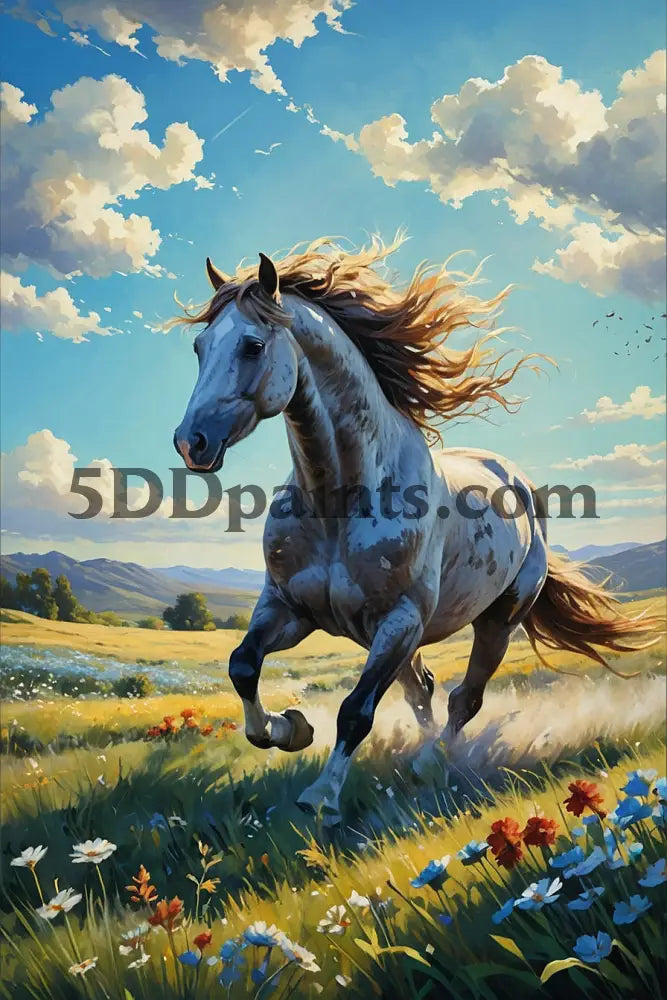 5D Diamond Painting Galloping Horse In The Sun Decoration