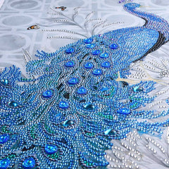 5D Diamond Painting Sparkling Blue Peacock - Partial Drill