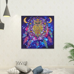 5D Diamond Painting Special Shaped - Sparkling Dream Catcher Owl Partial Drill