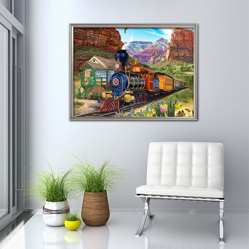 5D Diamond Painting Train Landscape