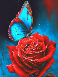 5D Diamond Painting Beautiful Butterfly on a Rose