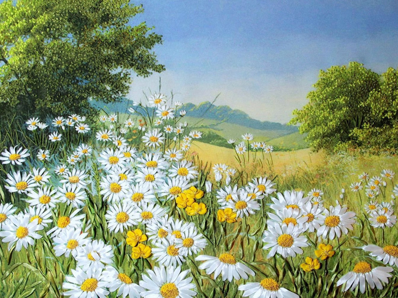 5D Diamond Painting Flowers in a Meadow ** Round Drills Only**