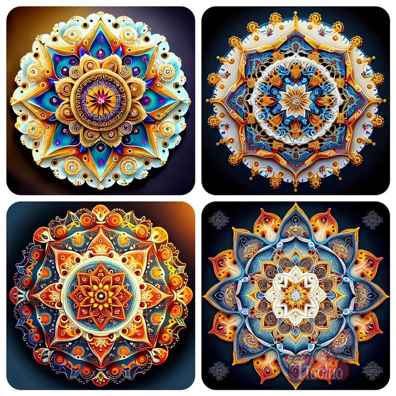 New Arrival Full Square Round Mosaic Diamond Painting 5D DIY Golden Mandala Flower Cross Stitch Beaded Embroidery Crafts Decor