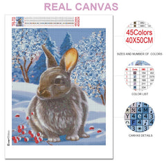 5D Diamond Painting Winter Rabbit Rabbit