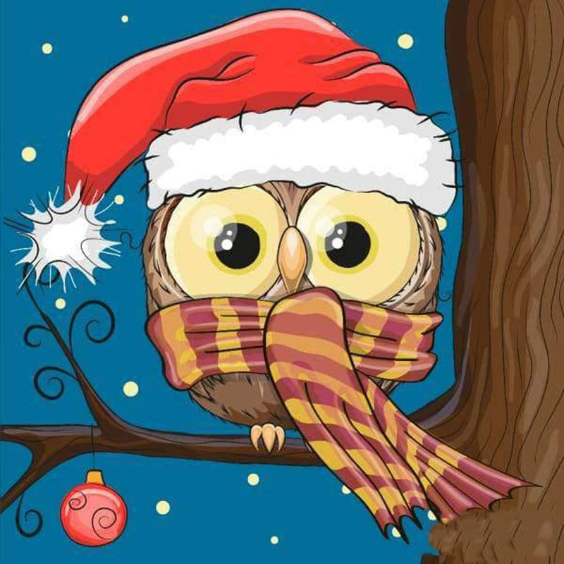 5D Diamond Painting Christmas Owl