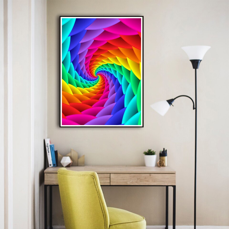 5D Diamond Painting Rainbow Spiral Abstract
