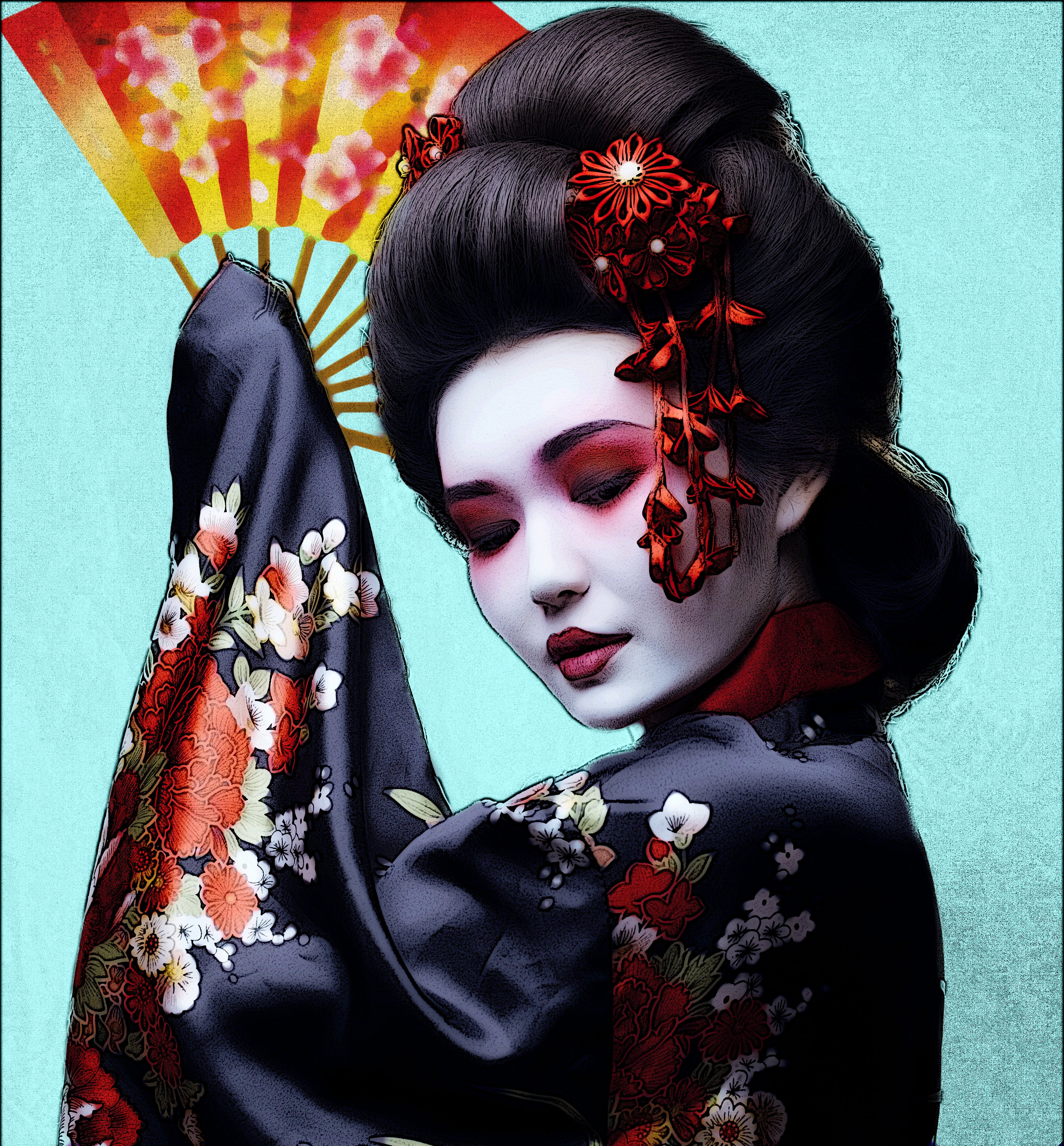 5D Diamond Painting Geisha with a Fan