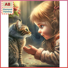 AB Diamond Painting A Girl and Her Kitten