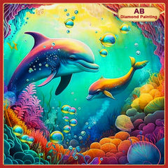 AB Diamond Painting Dolphin Mom and Baby