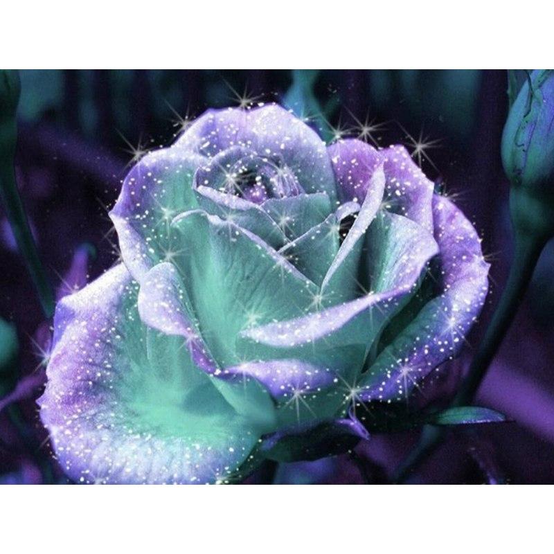 5D Diamond Painting Purple & Green Rose