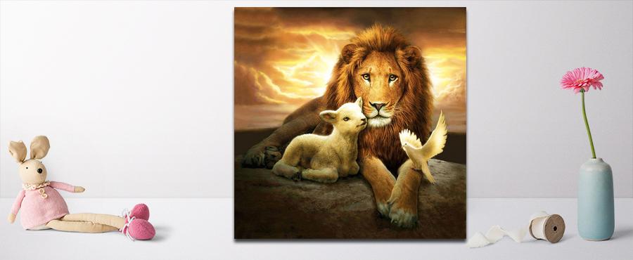 5D Diamond Painting Lion and Sheep