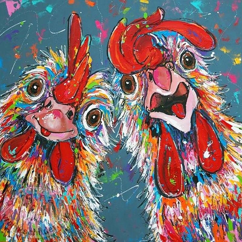 5D Diamond Painting Two Crazy Roosters