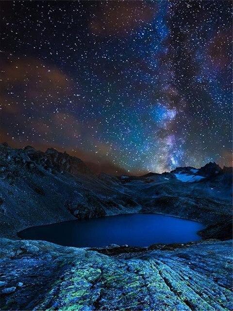 5D Diamond Painting Starry Mountain Night Sky