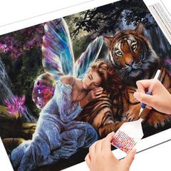 5D Diamond Painting Fairy and the Big Cat