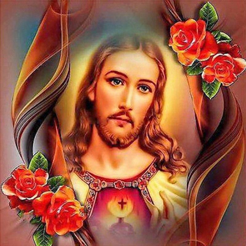5D Diamond Painting Jesus and Roses - Amazello