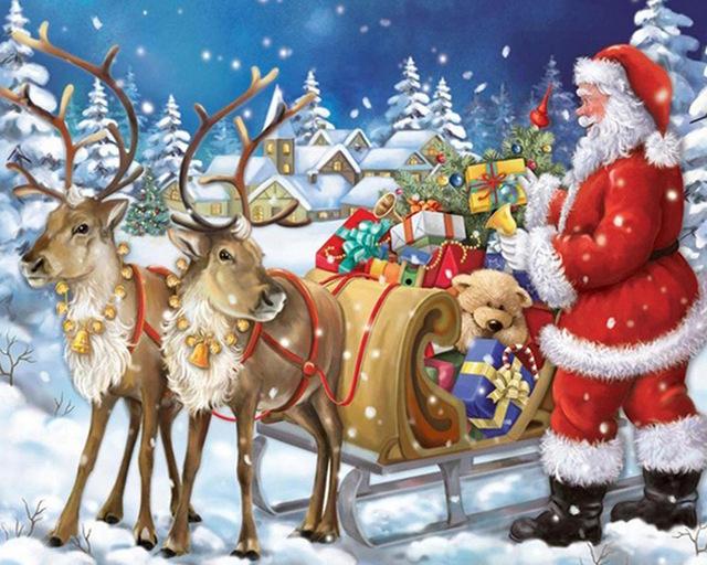 5D Diamond Painting Santa Claus and the Reindeer - Amazello