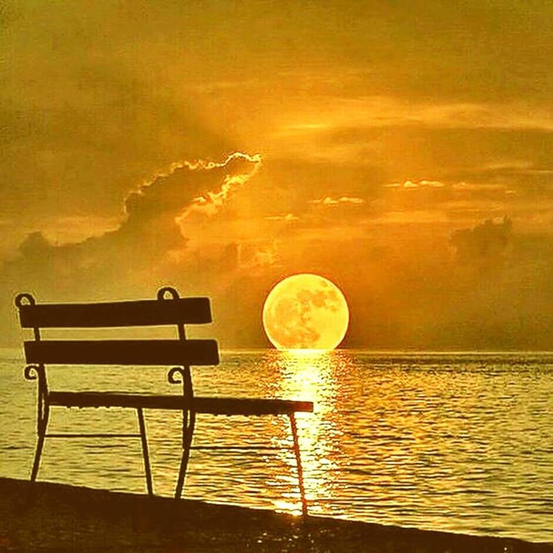 5D Diamond Painting Perfect Lakeside Sunset and Bench