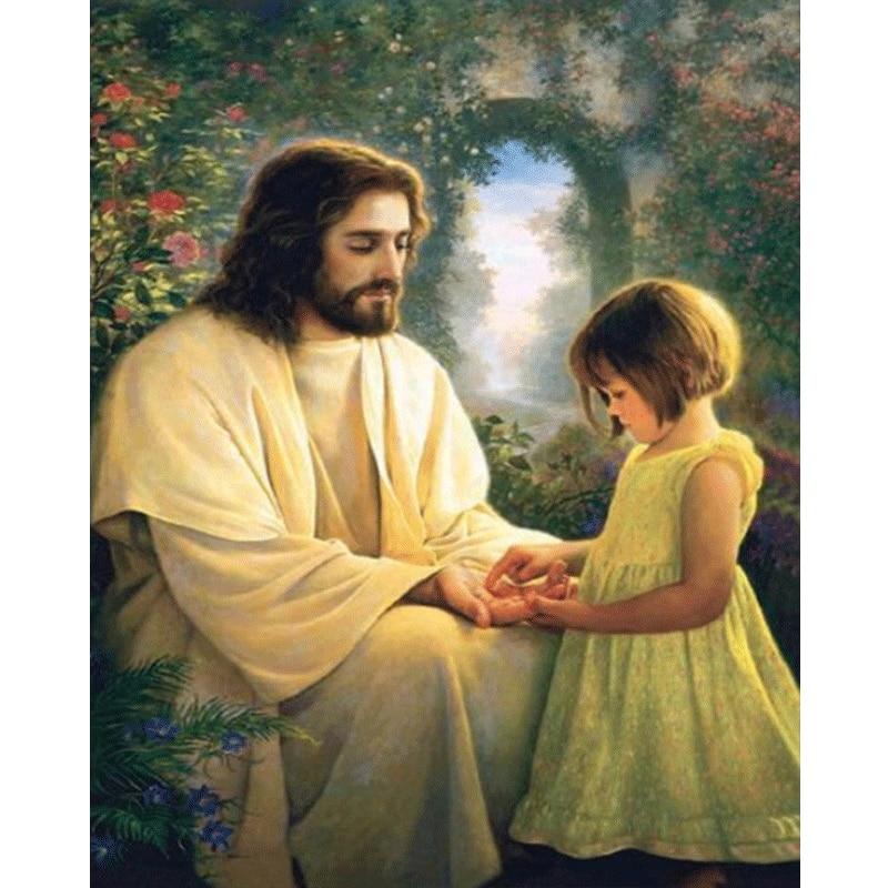 5D Diamond Painting Little Girl and Jesus