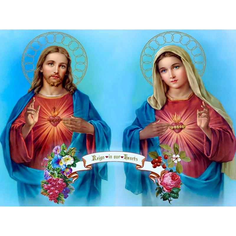 5D Diamond Painting Sacred Heart of Jesus and Immaculate Heart of Mary