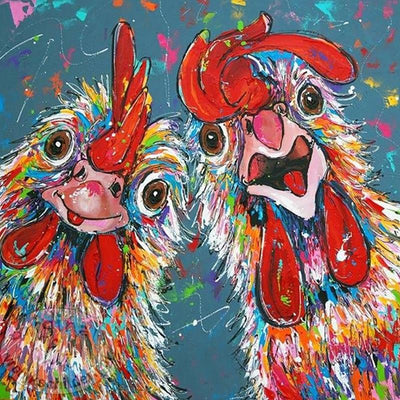 5 Diamond Painting Two Crazy Chickens